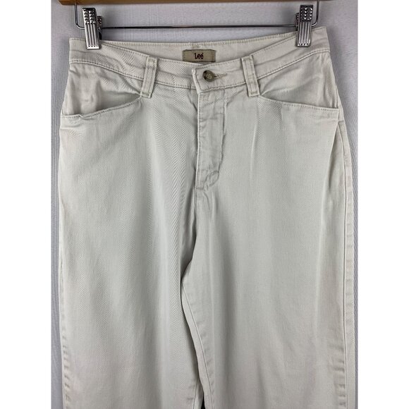 Lee Womens Cotton Blend White Straight Leg Pants Size 4P - Picture 2 of 6